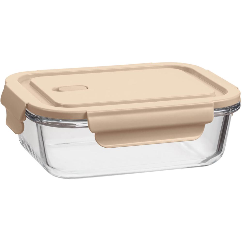 Pote de Vidro Borossilicato Retangular 680ml Tampa Hermética Capuccino UZ Porta Mantimentos