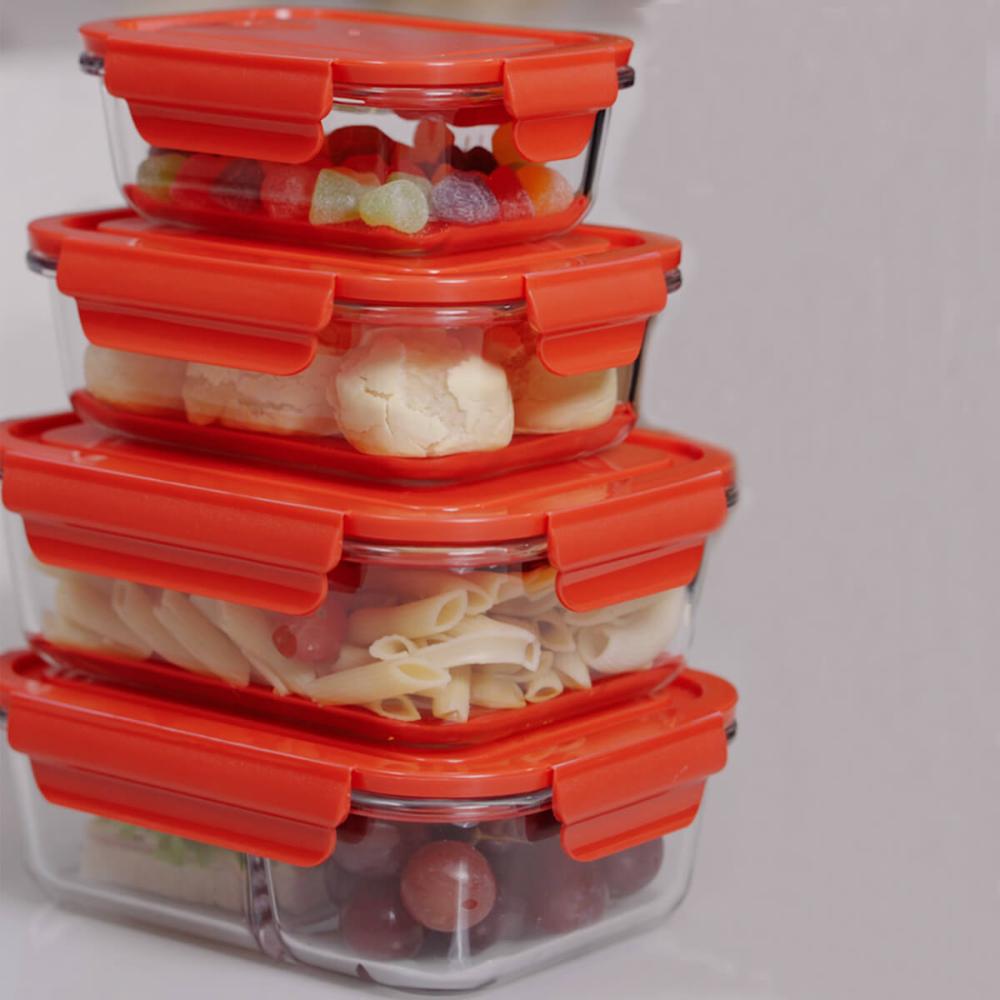 Pote de Vidro Hermético 1,04L Retangular Borossilicato Verme