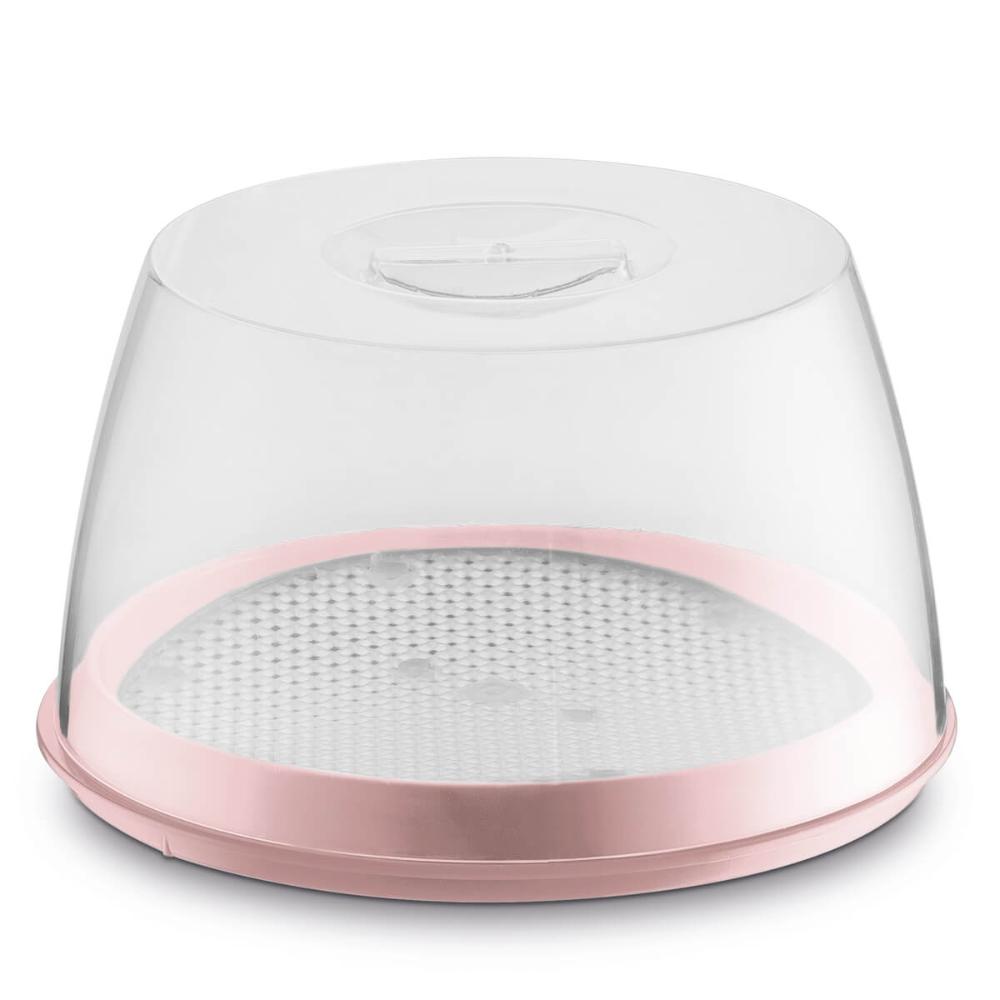 Queijeira Porta Queijo Frios Tampa Acrílico Transparente Uz Rosa Quartzo