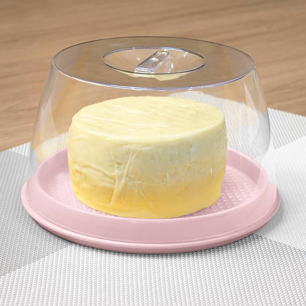 Queijeira Porta Queijo Frios Tampa Acrílico Transparente Uz Rosa Quartzo