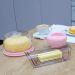 Queijeira Porta Queijo Frios Tampa Acrílico Transparente Uz Rosa Quartzo