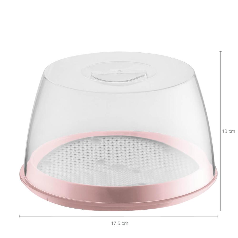 Queijeira Porta Queijo Frios Tampa Acrílico Transparente Uz Rosa Quartzo