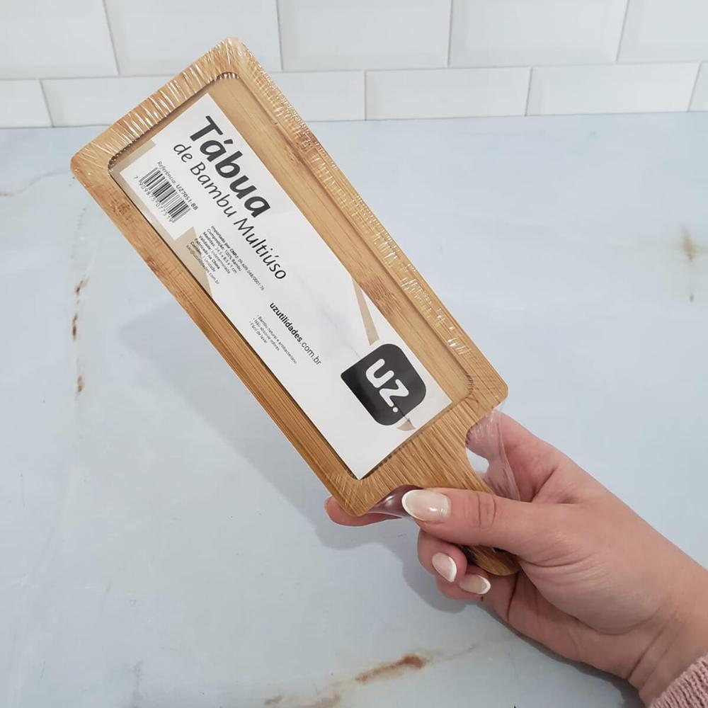 Tábua de Bambu 24x8cm Petisqueira Travessa Bandeja Retangula