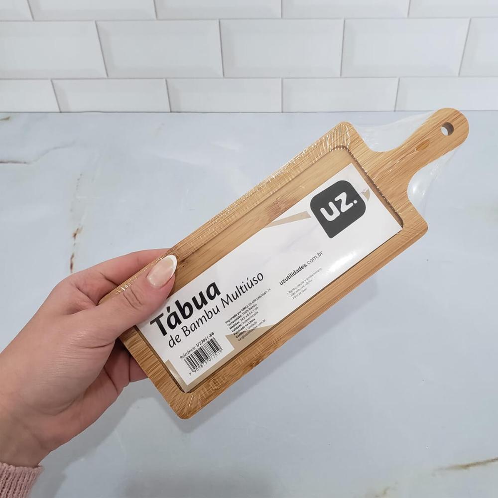 Tábua de Bambu 24x8cm Petisqueira Travessa Bandeja Retangula
