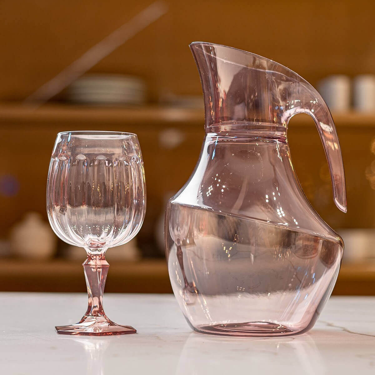 Taça Para Água Tomar Suco 350ml Poliestireno UZ Samba Transparente Rosa