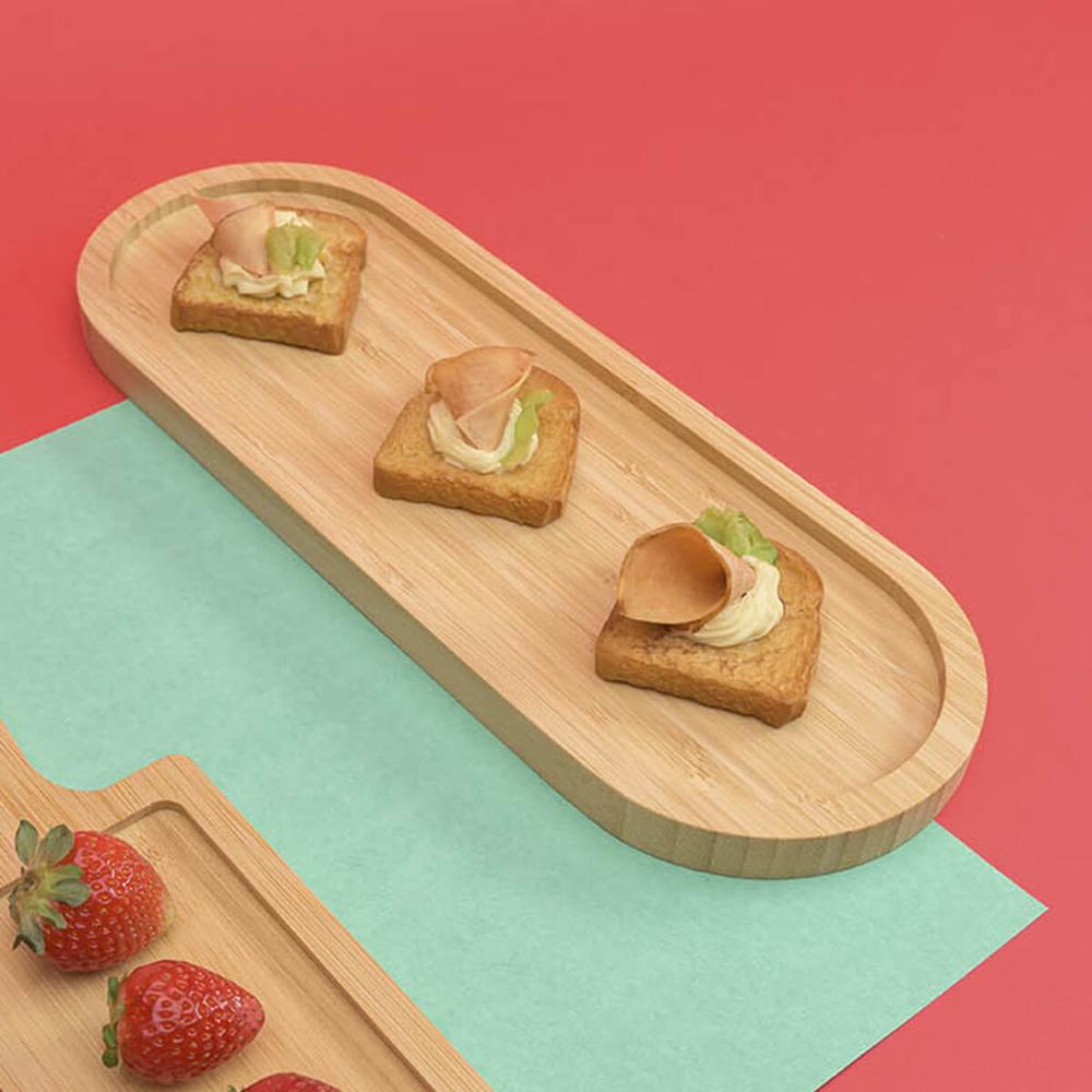 Travessa de Bambu 33x12cm Petisqueira Bandeja Oval Multiuso UZ para Servir Decorar