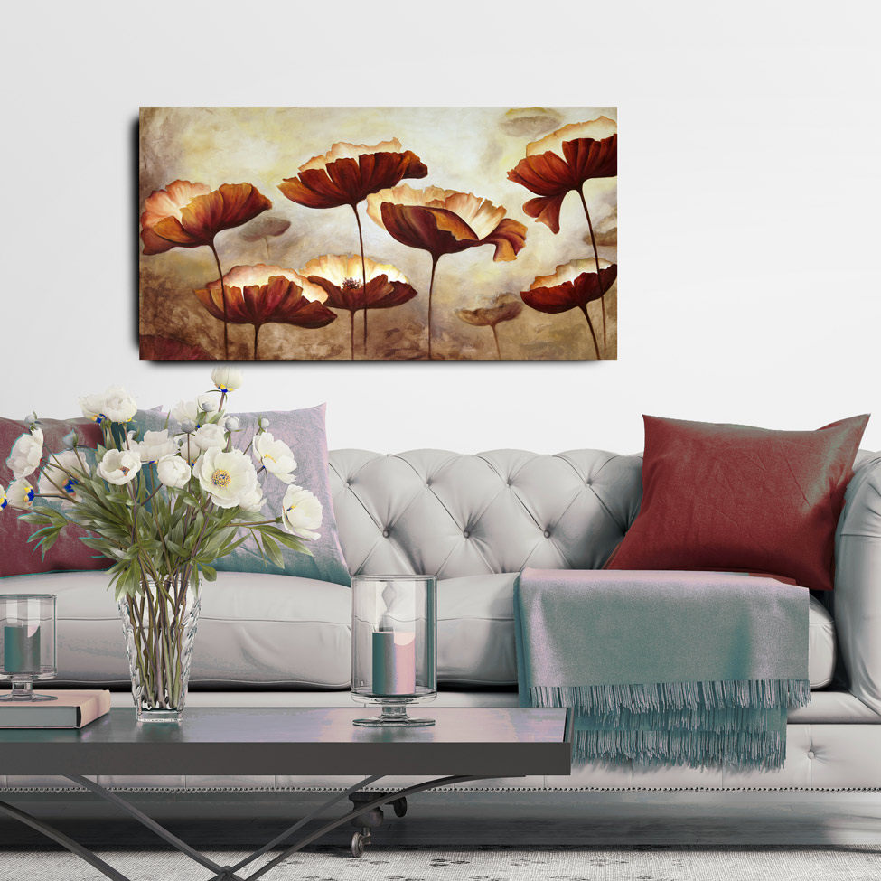 Quadro Flores Marrom 55x100cm