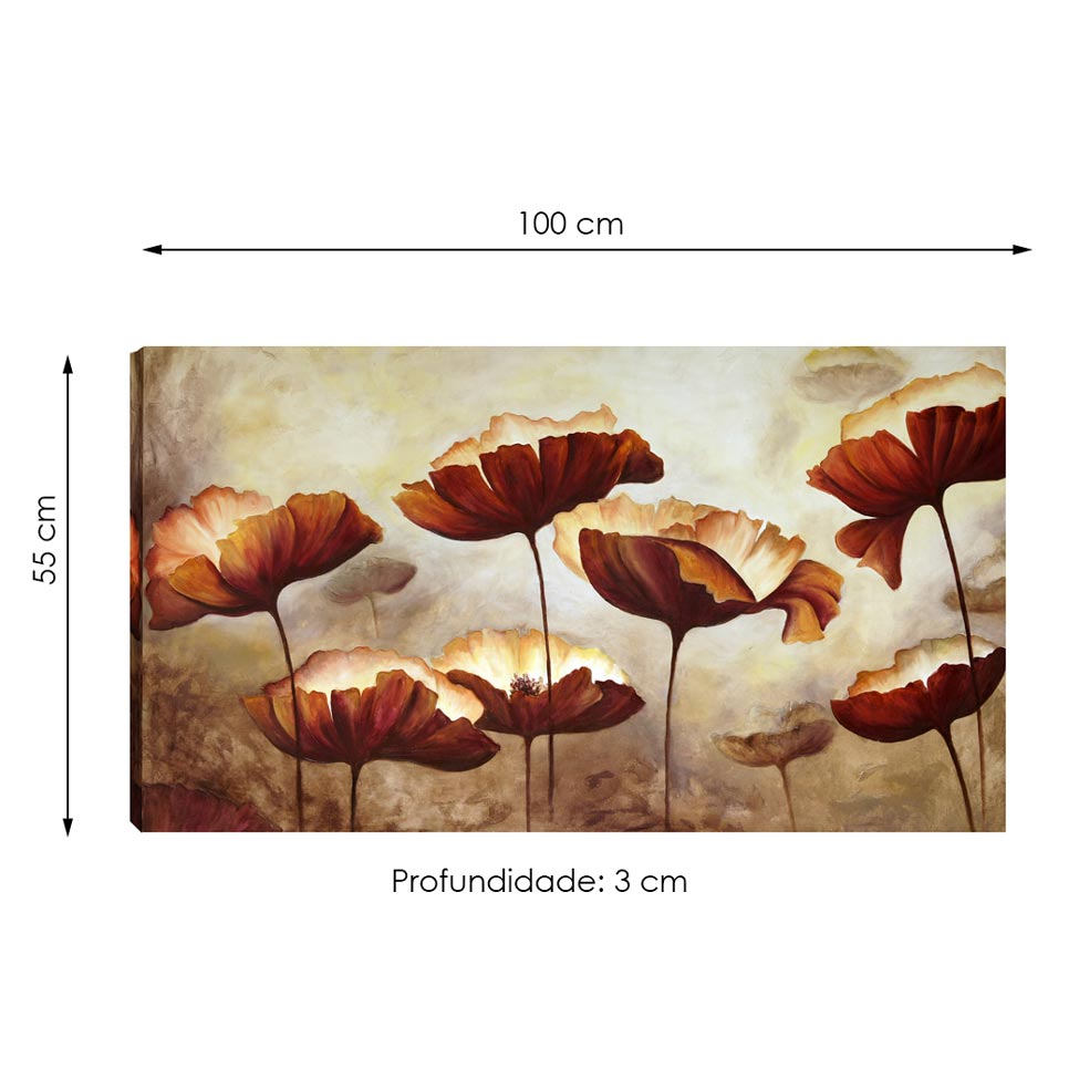 Quadro Flores Marrom 55x100cm
