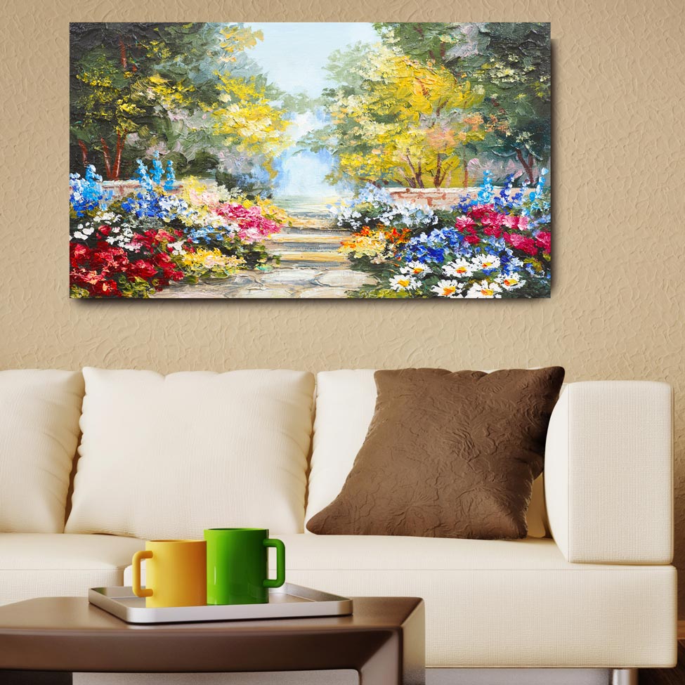 Quadro Jardim Colorido 55x100cm