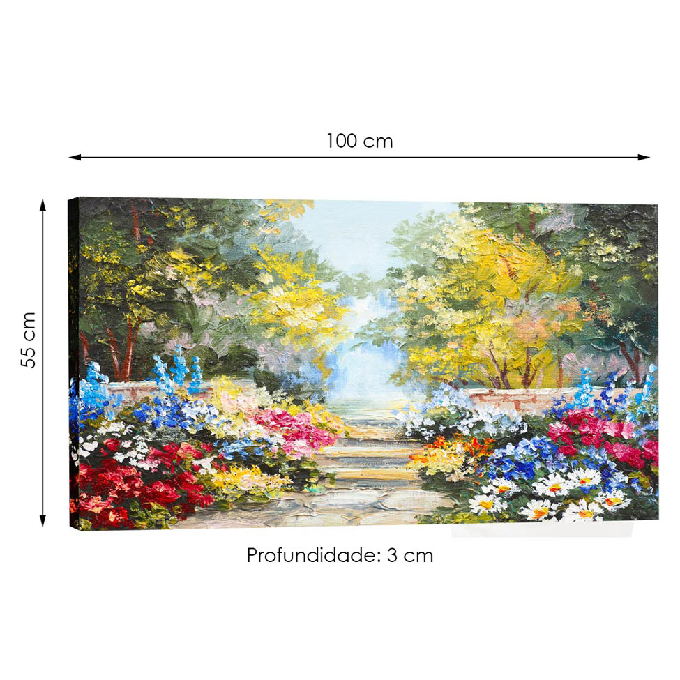 Quadro Jardim Colorido 55x100cm