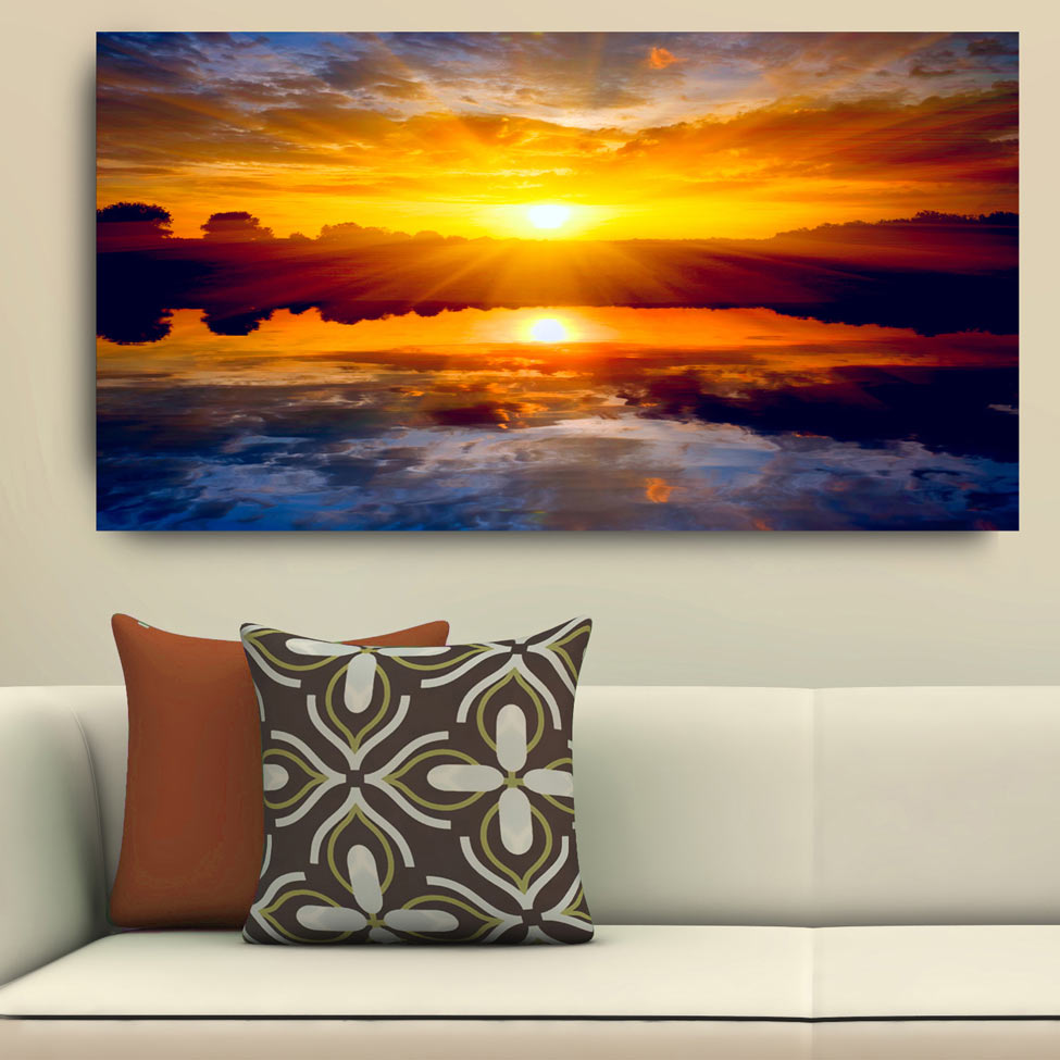 Quadro Por do Sol Amarelo 55x100cm