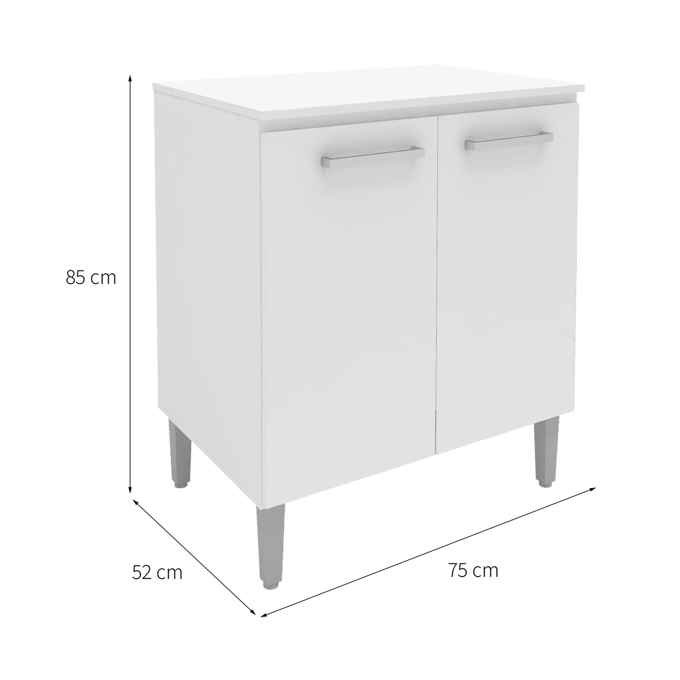 Balcão de Cozinha Tiana 2 Portas Branco 85 cm