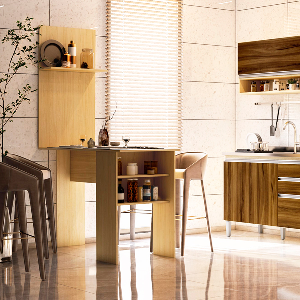 Bancada de Cozinha Telma Legno Creme