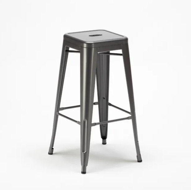 Banqueta Alta Iron Tolix - 76 Cm - Preto - FOSCO