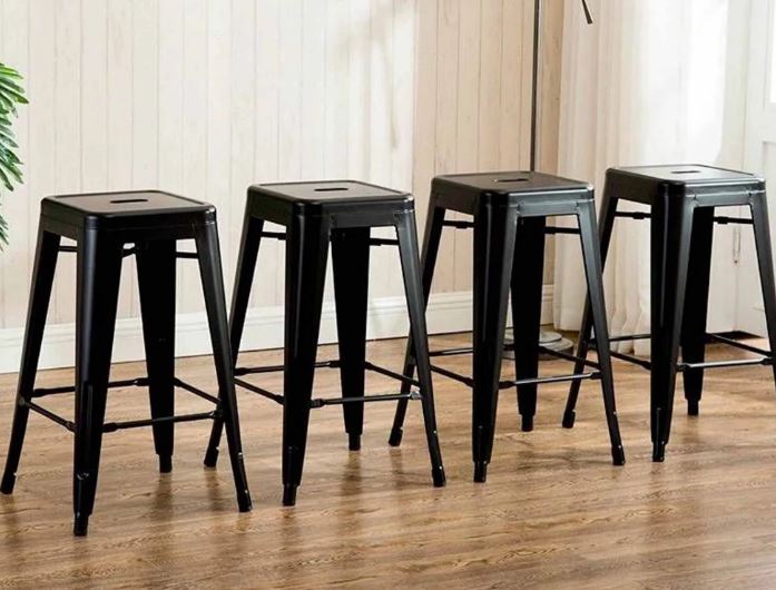 Banqueta Alta Iron Tolix - 76 Cm - Preto - FOSCO