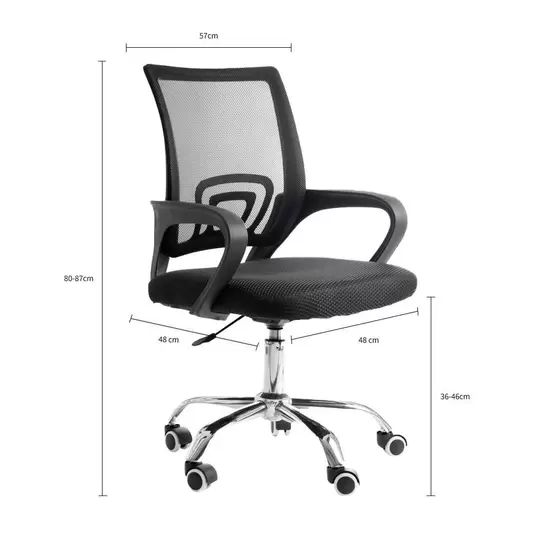 Cadeira De Escritorio Com Base Cromada Mesh - Preta