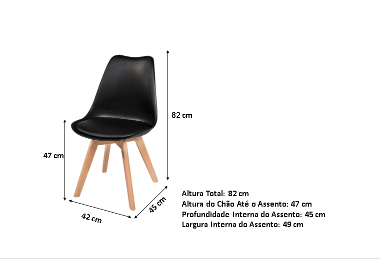 Cadeira Leda Preta - Charles Eames Wood com Almofada