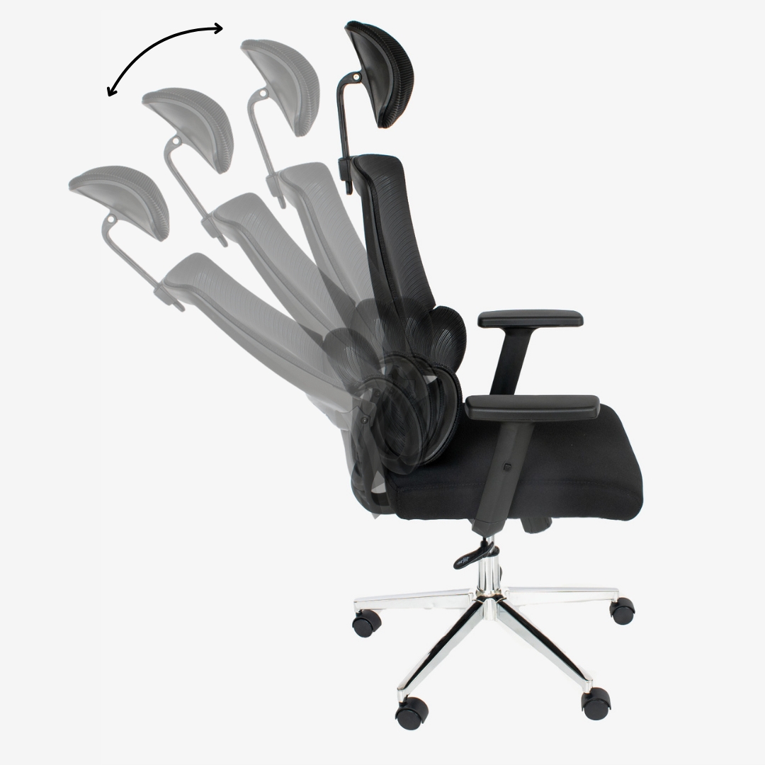 Cadeira de Escritório Presidente Ergonômica Tela Mash Reclinável NR17 - Preta
