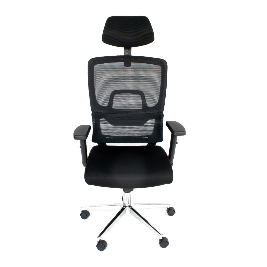 Cadeira de Escritório Presidente Ergonômica Tela Mash Reclinável NR17 - Preta