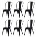 Conjunto 6 Cadeiras Tolix Iron - Design - PRETO BRILHANTE