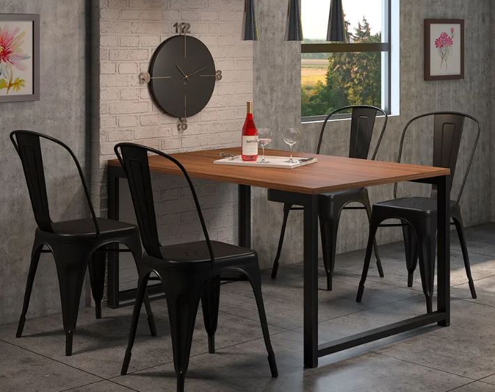 Conjunto 6 Cadeiras Tolix Iron - Design - PRETO BRILHANTE