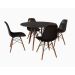 Conjunto De Mesa De Jantar Eames Eiffel Redonda 90cm Tampo De Madeira Preto Com 4 Cadeiras Pretas PR