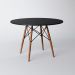 Conjunto De Mesa De Jantar Eames Eiffel Redonda 90cm Tampo De Madeira Preto Com 4 Cadeiras Pretas PR