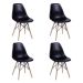 Conjunto De Mesa De Jantar Eames Eiffel Redonda 90cm Tampo De Madeira Preto Com 4 Cadeiras Pretas PR