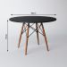 Conjunto De Mesa De Jantar Eames Eiffel Redonda 90cm Tampo De Madeira Preto Com 4 Cadeiras Pretas PR