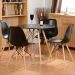 Conjunto De Mesa De Jantar Eames Eiffel Redonda 90cm Tampo De Madeira Preto Com 4 Cadeiras Pretas PR