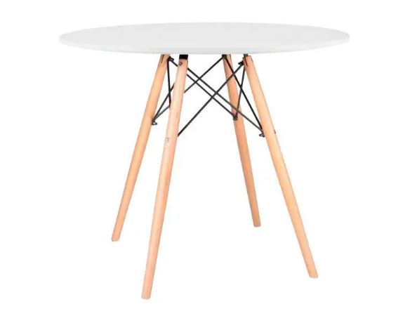 Conjunto Mesa Branca Eames 90cm E 4 Cadeiras Leda Preta