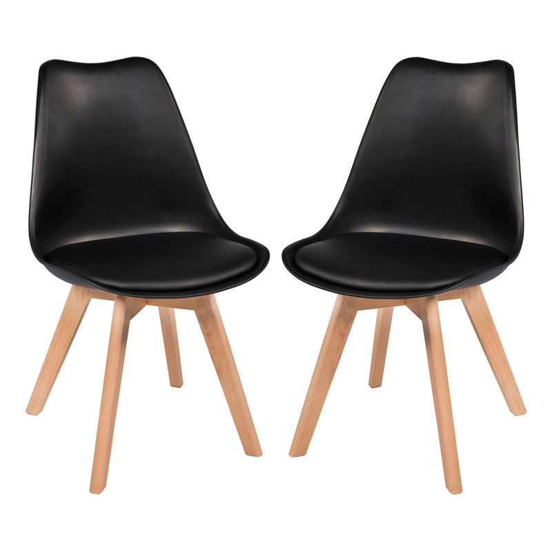 Conjunto Mesa Jantar Leda 80cm Preta + 2 Cadeiras Leda - Pretas