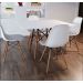 Conjunto Mesa Jantar Quadrada Eiffel 80cm Branco Mdf + 4 cadeiras Charles Eames