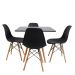 Conjunto Mesa Jantar Quadrada Eiffel 80cm Preto Mdf + 4 cadeiras Charles Eames