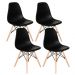 Conjunto Mesa Jantar Quadrada Eiffel 80cm Preto Mdf + 4 cadeiras Charles Eames