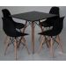 Conjunto Mesa Jantar Quadrada Eiffel 80cm Preto Mdf + 4 cadeiras Charles Eames