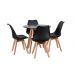 Conjunto Mesa Leda 90 cm Preta + 4 cadeiras Leda Pretas