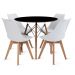 Conjunto Mesa Preta Eames 90cm E 4 Cadeiras Leda Branca