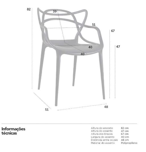 Conjunto com 6 Cadeiras Allegra Preta Polipropileno Salna