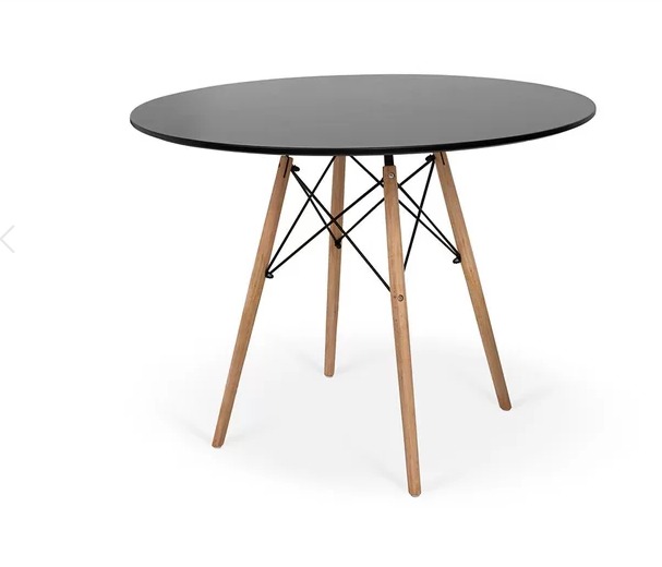 Conjunto de Jantar Mesa Eiffel 90cm Preta + 4 Cadeiras Eiffel DKR Preta