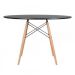 Conjunto de Mesa 4 Cadeiras Pretas Eames Eiffel 110cm Base Madeira Tampo Preto