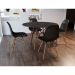 Conjunto de Mesa 4 Cadeiras Pretas Eames Eiffel 90cm Base Madeira Tampo Preto