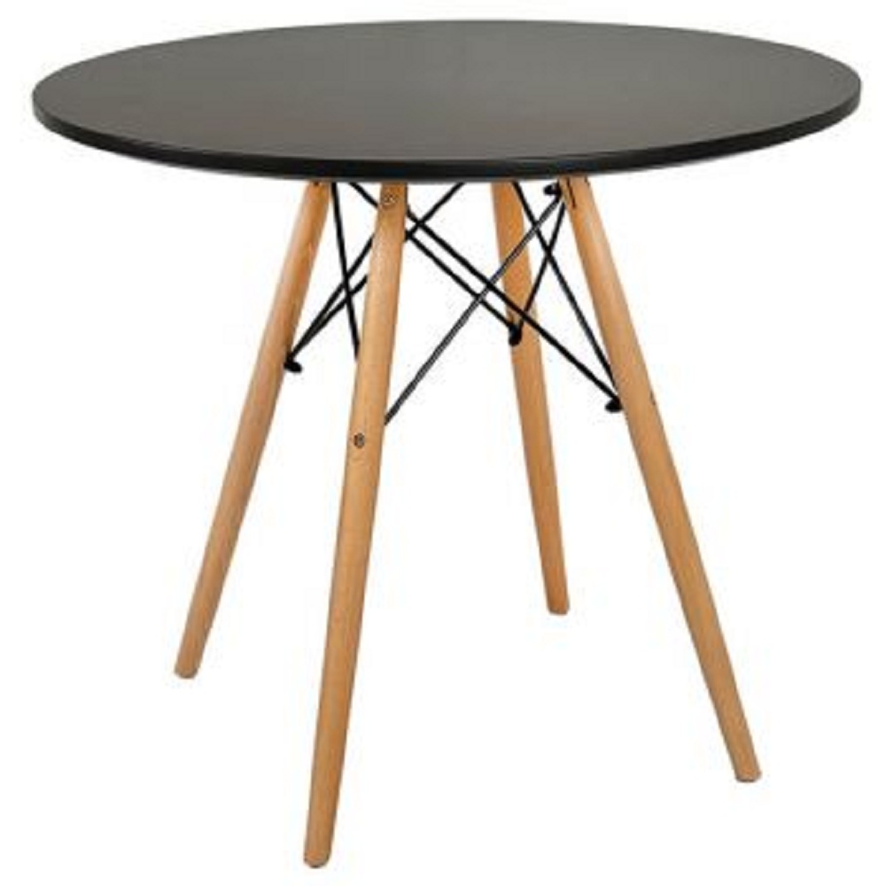 Conjunto de Mesa Redonda Eames 100cm Preto + 6 Cadeiras Eiffel Dsw Preto