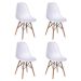 Conjunto de Mesa de Jantar Eames Eiffel Redonda 90cm Tampo de Madeira Branco com 4 Cadeiras Brancas