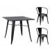 Conjunto mesa Tolix 80 cm + 2 cadeiras Tolix com Braço - Preto