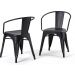 Conjunto mesa Tolix 80 cm + 2 cadeiras Tolix com Braço - Preto