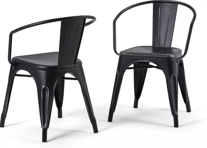 Conjunto mesa Tolix 80 cm + 2 cadeiras Tolix com Braço - Preto