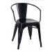 Conjunto mesa Tolix 80 cm + 2 cadeiras Tolix com Braço - Preto