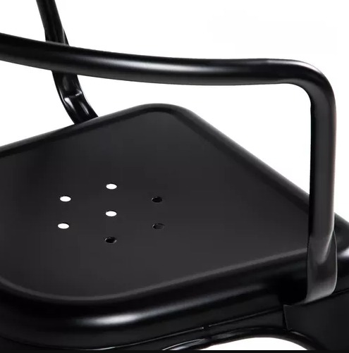 Conjunto mesa Tolix 80 cm + 2 cadeiras Tolix com Braço - Preto