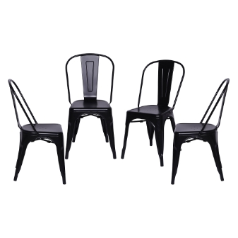 Conjunto mesa Tolix 80 cm + 4 cadeiras Tolix - Preto